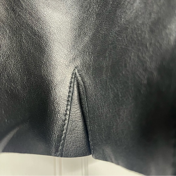 🔥Armani Collezioni Black Agnello Lamb Leather Pencil Skirt wRuffle Hem Holiday - Picture 4 of 13